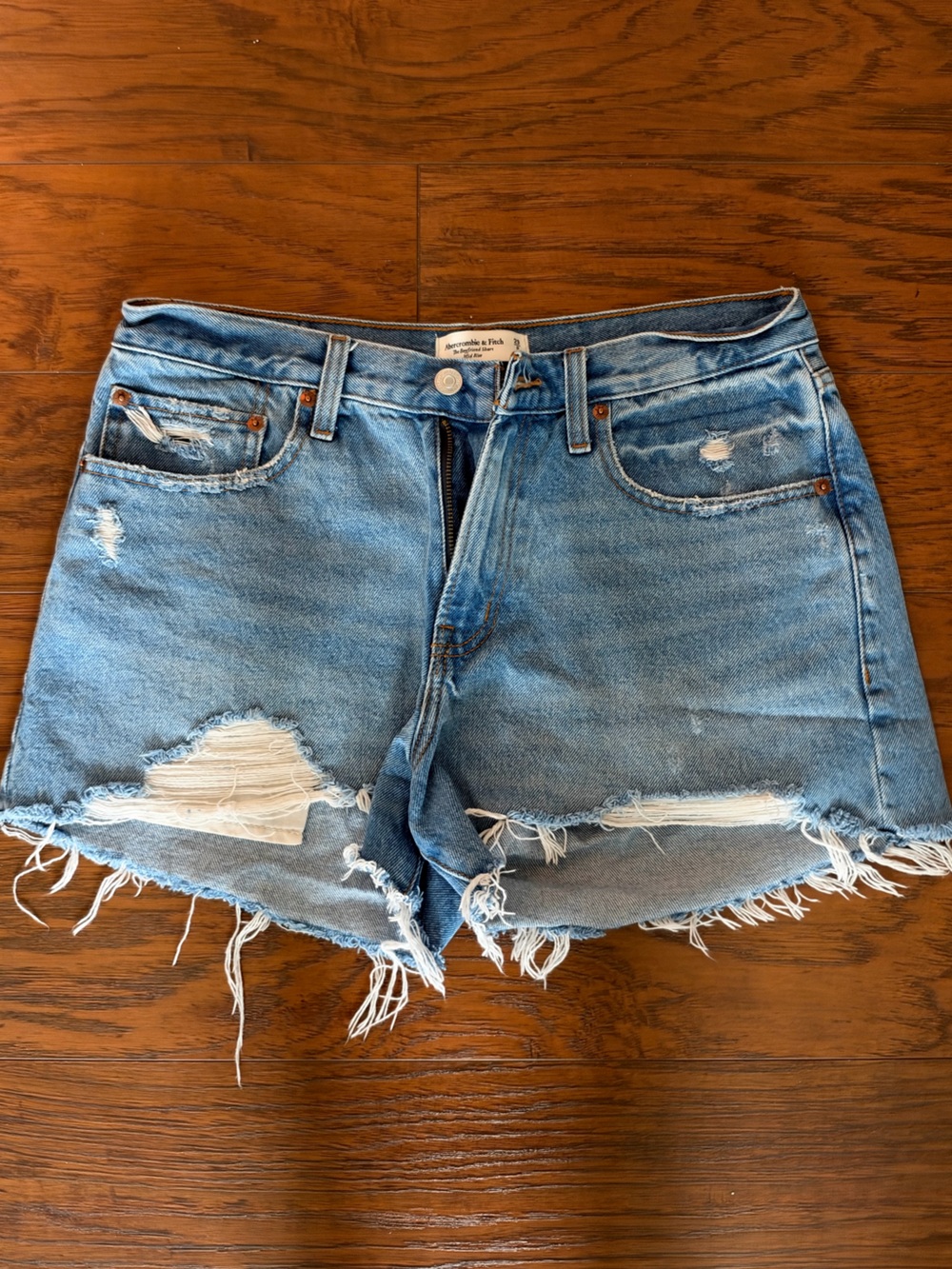 Abercrombie & Fitch Distressed Light Blue Denim Cutoff Shorts